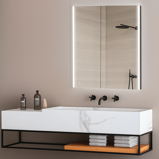 Espejo LED Megan rectangular con perfil negro