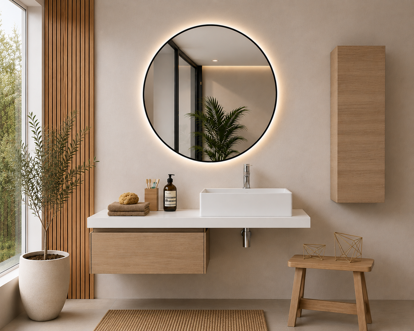 Vannas istabas mēbele ar 60 cm stepe krāsas moduli un 120 cm virsmu SICILIA