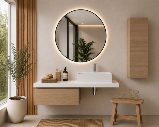 Vannas istabas mēbele ar 60 cm stepe krāsas moduli un 120 cm virsmu SICILIA